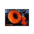 15inch Winter Car Steering Wheel Cover Set For Women Fuzzy Wool Handbrake Gear Shift 3pcs Orange