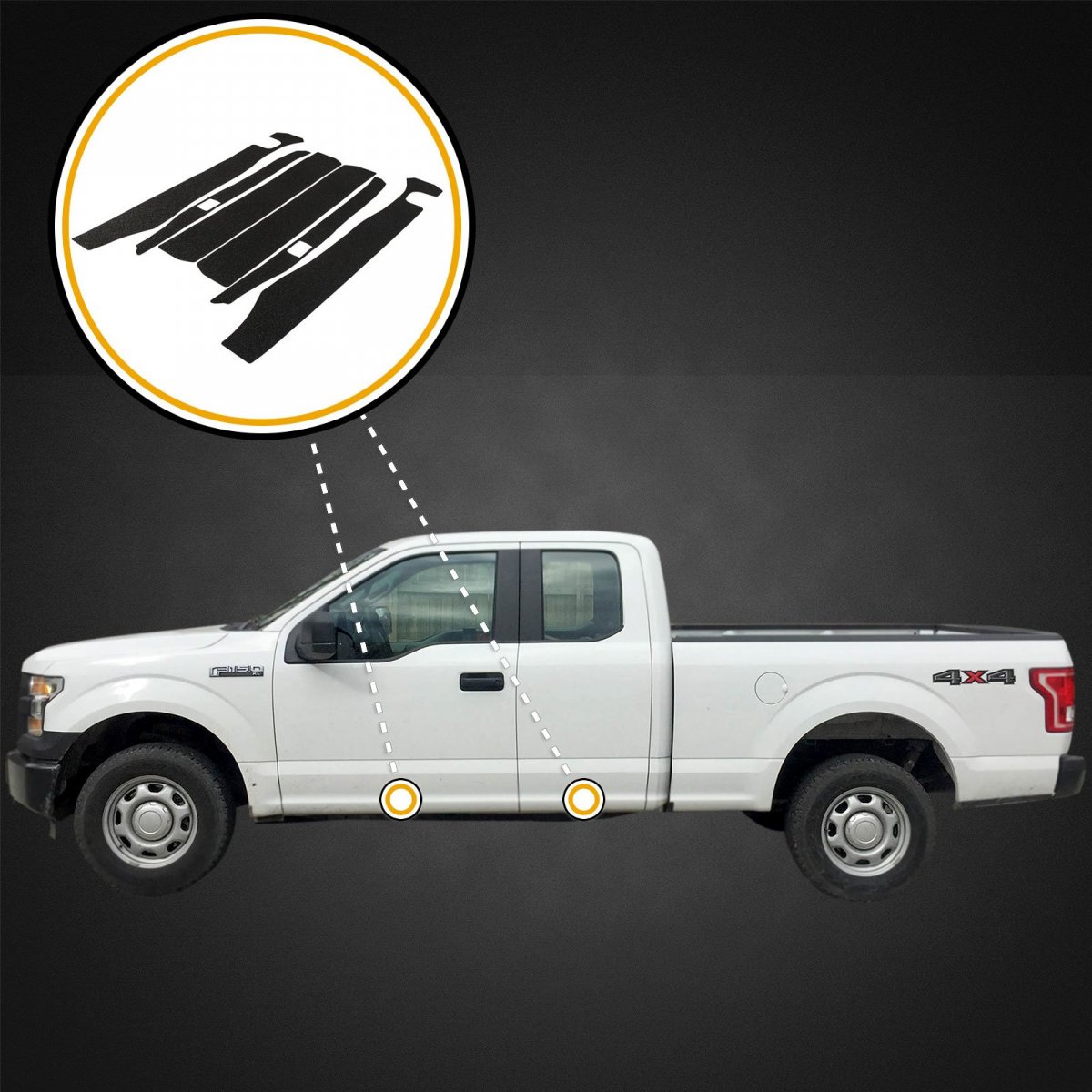 Red Hound Auto Custom Fit 2015-2019 For Ford F150 Super Cab 6pc Kit Door Sill Entry Guards Scratch Shield Protector Paint