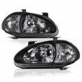 Matte Black Headlight Clear Turn Signal Corner Lamp Assembly For 1993-1997 Honda Del Sol Driver And Passenger Side 