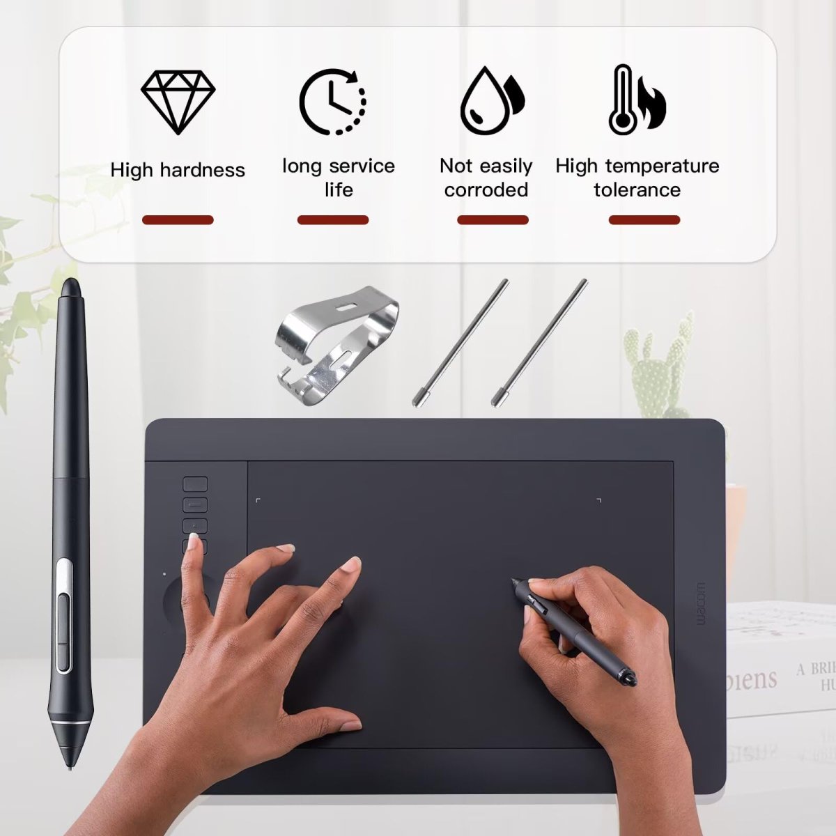 2pcs Titanium Alloy Fine Pencil Nibs For Wacom Cintiq 16 Dtk-1660 Dtk-1661
