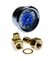 Vms Racing 0-7 Kg Cm2 Bar 0-100 Psi Liquid Filled Fuel Pressure Gauge With Adapters Kit In Silver Aluminum Face And Center Blue