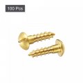 Uxcell Wood Screws M5 X 20mm Slotted Round Head Brass Self-tapping Screw 100 Pcs