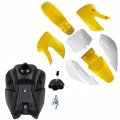 Tdpro Plastic Body Fender Fairing Kit Fuel Gas Tank Cap For Kawasaki Kx 65 Kx65 4yellow 3white