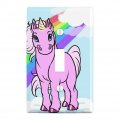 Pink Unicorn Floating On Cloud Rainbow Plastic Wall Decor Toggle Light Switch Plate Cover 