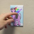 Pink Unicorn Floating On Cloud Rainbow Plastic Wall Decor Toggle Light Switch Plate Cover