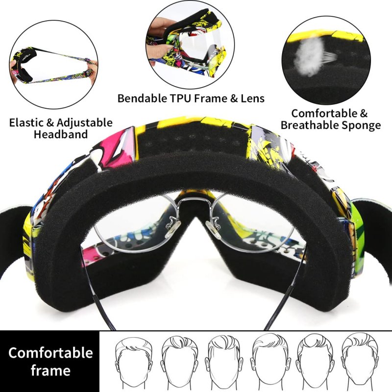 Dirt Bike Goggles For Atv Motorcycle Motocross Utv Mx Mtb Riding Anti Fog Uv Protection Scratch Resistant Windproof Dustproof