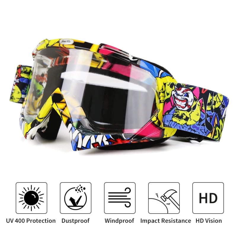Dirt Bike Goggles For Atv Motorcycle Motocross Utv Mx Mtb Riding Anti Fog Uv Protection Scratch Resistant Windproof Dustproof
