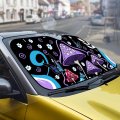 Belidome Hippie Mushroom Car Windshield Sun Shade 70s Groovy Flower Butterfly Purple Trippy Auto Visor Sunshade Front Window