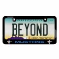 Ipick Image Made For Ford Mustang In Blue Dual Logos Black Metal License Plate Frame