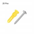 Uxcell 6x32mm Plastic Expansion Tube Pipe For Drywall With Screws Yellow 20pcs