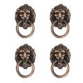 Xmhf 2pcs Lion Head Retro Style Dresser Drawer Cabinet Door Ring Pull Handle Knob Red Copper Tone 