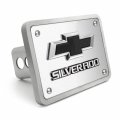 Ipick Image Made For Chevrolet Silverado 3d Black Logo On Brush Billet Aluminum 2-inch Tow Hitch Cover