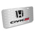 Honda Civic Si 3d Dual Logo On Pattern Brushed Aluminum License Plate For Decorative