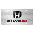 Honda Civic Si 3d Dual Logo On Pattern Brushed Aluminum License Plate For Decorative