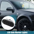 X Autohaux Pair Led Side Marker Turn Signal Lights Assembly Smoked For Vw Mk4 Golf Jetta Gti R32 Passat B5 White Front Lamp