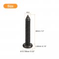 Uxcell 12 X 1-1 2 Phillips Pan Head Self-tapping Screw 25pcs 304 Stainless Steel Round Wood Full Thread Black