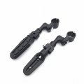 Black Short Angled Adjustable Highway Peg Mounting Kit With Footrest For 1 5 In Front Engine Guard Frame Tube V Star Roadstar