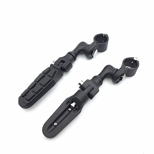 Black Short Angled Adjustable Highway Peg Mounting Kit With Footrest For 1 5 In Front Engine Guard Frame Tube V Star Roadstar