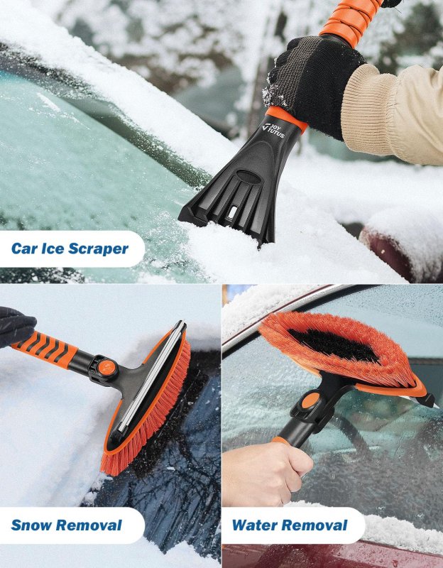 Joytutus 41 5in Extendable Snow Brush And Ice Scraper 270a Pivoting For Car Windshield Telescoping Foam Grip Heavy Duty Remover