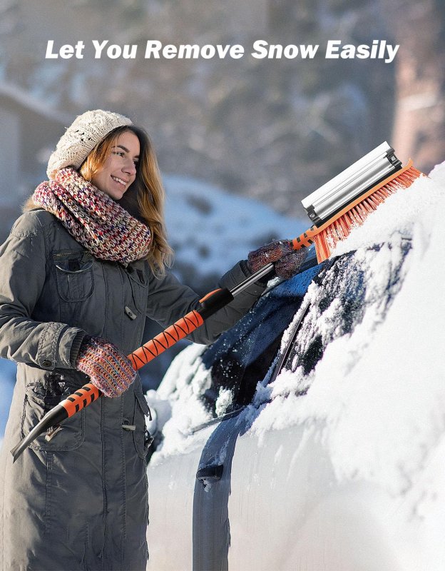 Joytutus 41 5in Extendable Snow Brush And Ice Scraper 270a Pivoting For Car Windshield Telescoping Foam Grip Heavy Duty Remover