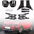 Fog Lights Assembly With Bezel Kit For Sportage 2017 2018 Front Left And Right Pair Halogen Bulbs Black Glossy Finish Clear 
