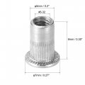Uxcell 6-32 Rivet Nuts Aluminium Alloy Knurled Flat Head Threaded Insert Nut Silver 100pcs