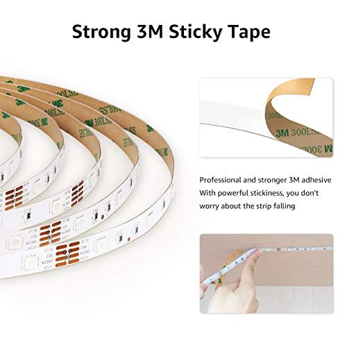Lighting Ever Led Strip Lights 32 8ft Rgb With 44 Keys Ir Remote And 12v Power Supply Flexible Color Changing 5050 300 Leds