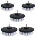 5 Piece 4 Inch Drill Brush Soft Bristle White Quick Change Shaft Power Scrubber Set For Cleaning Car Boat Seat Carpet 