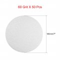 Uxcell 50 Pcs 7-inch Aluminum Oxide White Dry Hook And Loop Sanding Discs Flocking Sandpaper 60 Grit
