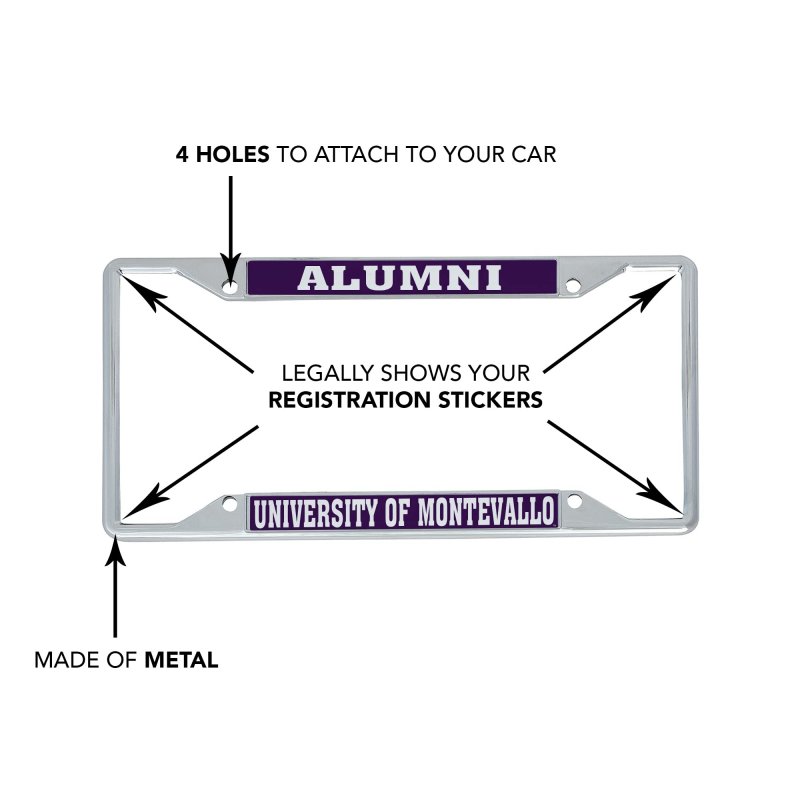 University Of Montevallo Metal License Plate Frame For Front Or Back Car Officially Licensed Alumni 2-pack