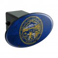 Rustic Distressed Nebraska State Flag Oval Tow Trailer Hitch Cover Plug Insert