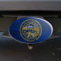Rustic Distressed Nebraska State Flag Oval Tow Trailer Hitch Cover Plug Insert