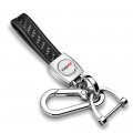 Ipick Image Compatible With Honda Civic Type-r In White Genuine Black Carbon Fiber Loop-strap Chrome Hook Key Chain