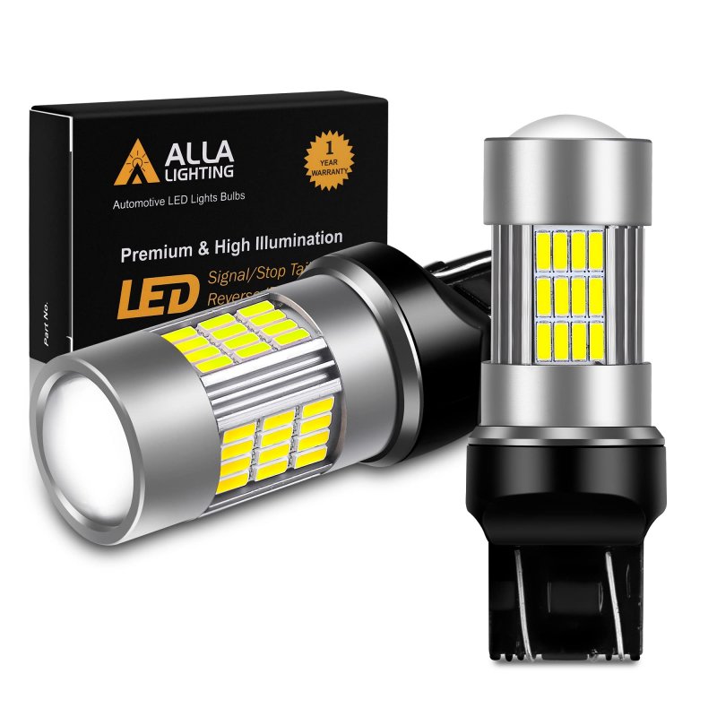 Alla Lighting 54-smd 7443 7440 T20 Newest Version High Power 4014 Chipsets 6000k Xenon White Xtremely Super Bright Daytime