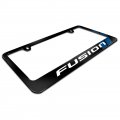 Ipick Image Made For Ford Fusion Carbon Fiber Texture Blue Stripe Black Metal License Plate Frame