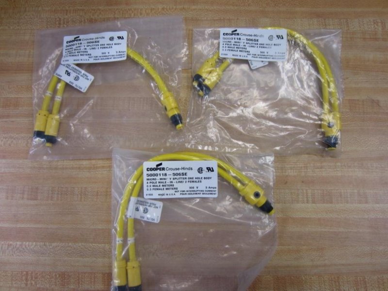 Crouse Hinds 5000118-506se Y Splitter Cable Assembly 5000118506se Pack Of 3