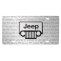 Jeep Grill 3d Logo Brushed Aluminum License Plate Official Licensed Black Pattern Universal Fit For Car Suv Truck 12 In X 6