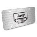Jeep Grill 3d Logo Brushed Aluminum License Plate Official Licensed Black Pattern Universal Fit For Car Suv Truck 12 In X 6