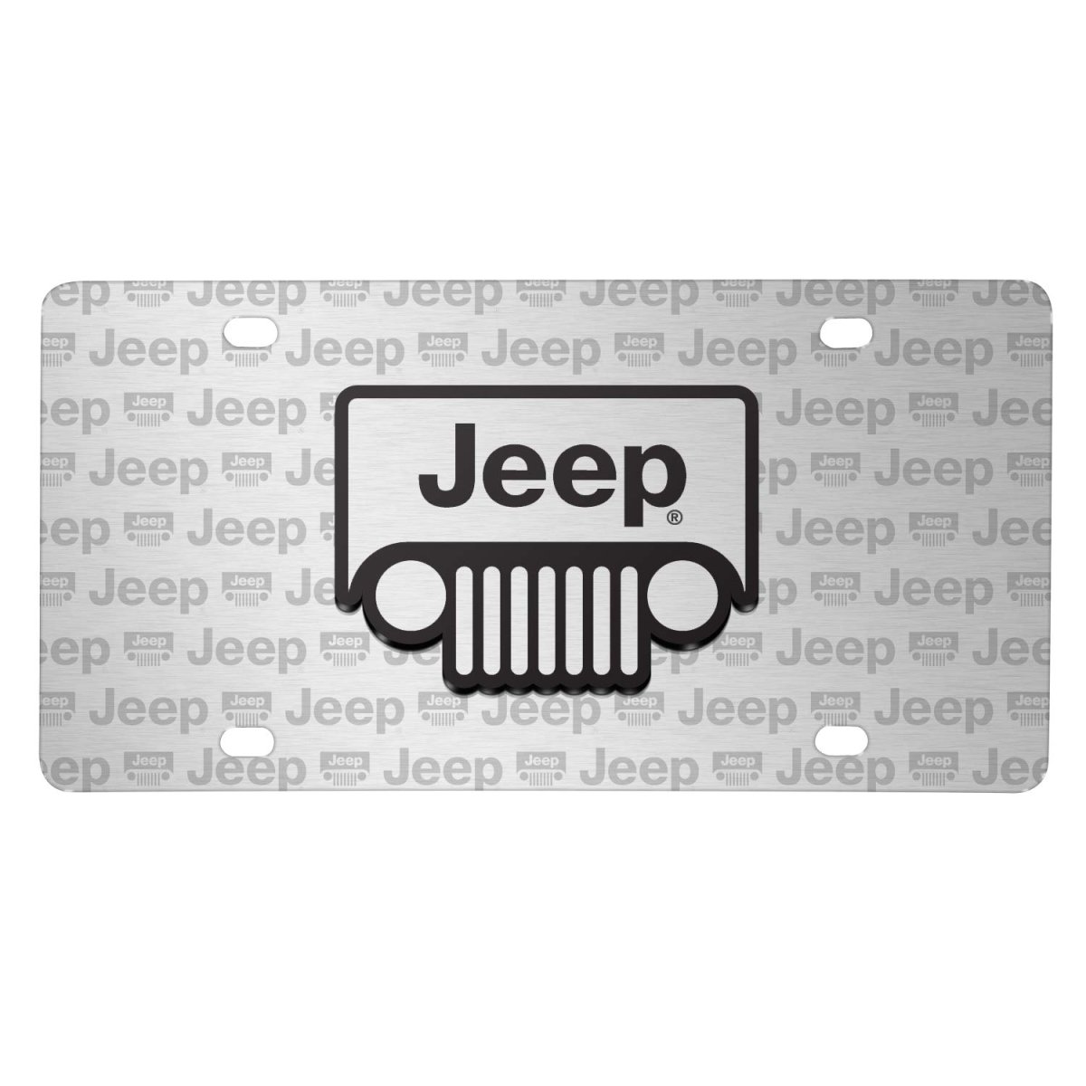 Jeep Grill 3d Logo Brushed Aluminum License Plate Official Licensed Black Pattern Universal Fit For Car Suv Truck 12 In X 6
