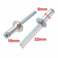 Uxcell 20 Pcs 6mm X 16mm Aluminum Steel Open End Blind Rivets