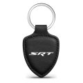 Dodge Srt Logo Black Shield-shape Style Genuine Leather Key Chain Official Licensed