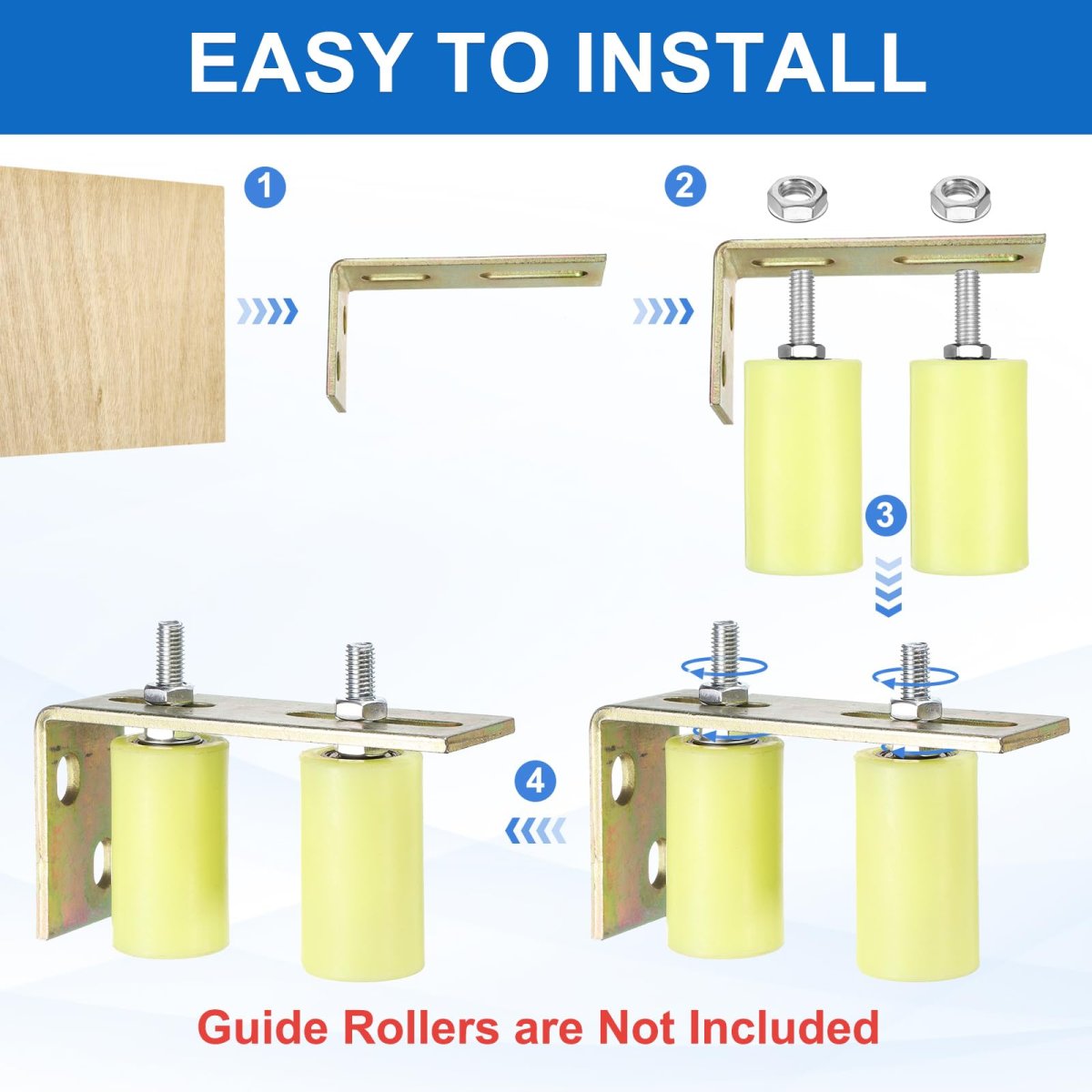 2pcs Adjustable L-brackets For Sliding Door Thickened Wheel Right Angle Bracket Slide Gate Guide Roller Mount 0 5inch Hole