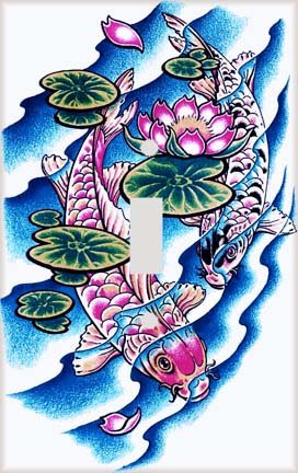 Koi Carps And Water Lilies Decorative Switchplate Cover