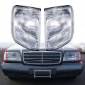Anzios Compatible For 1985-1995 Mercedes E-class W124 E420 E500 Corner Lights Turn Signal Indicator Clear Lens Housing Cover
