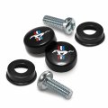 Ipick Image For Ford Mustang Tri-bar On Black Abs Plastic License Plate Frame Screw Covers