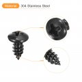 Uxcell 5mm X 10mm Phillips Pan Head Self-tapping Screw 50pcs 304 Stainless Steel Round Wood Full Thread Black