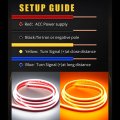 Topku 70 Led Drl Car Daytime Running Light Strip 12v Flexible Waterproof White Turn Signal Yellow Brake Flow Lights 2pcs Amber