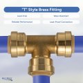 1 2 In Push To Connect Brass Tee Fitting Lead Free Rp-98015 Plumbing Connector For Potable Water
