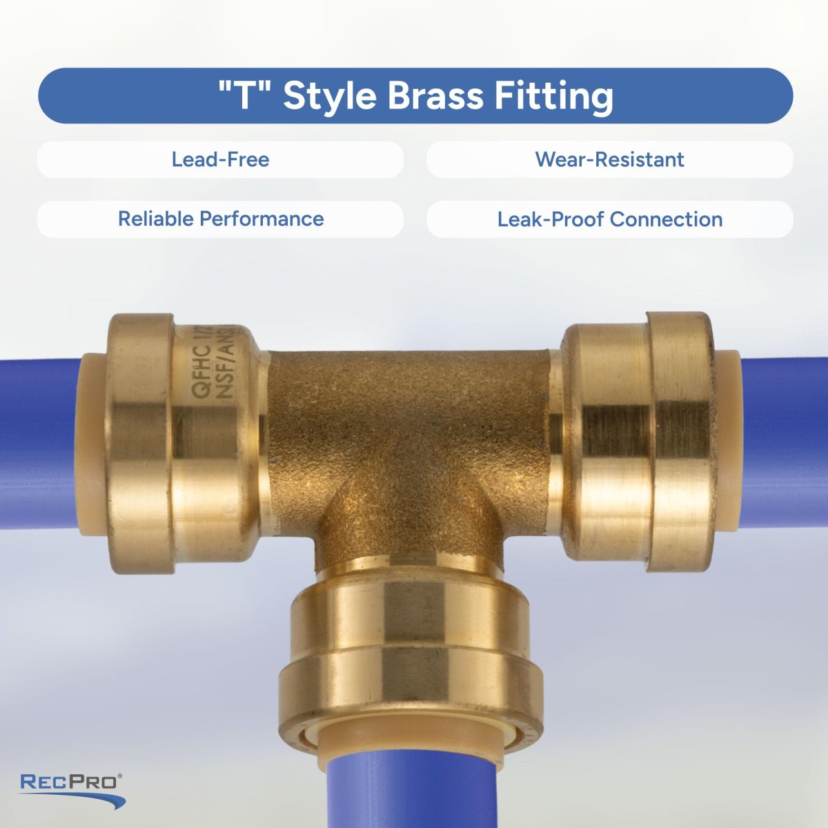 1 2 In Push To Connect Brass Tee Fitting Lead Free Rp-98015 Plumbing Connector For Potable Water