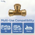 1 2 In Push To Connect Brass Tee Fitting Lead Free Rp-98015 Plumbing Connector For Potable Water